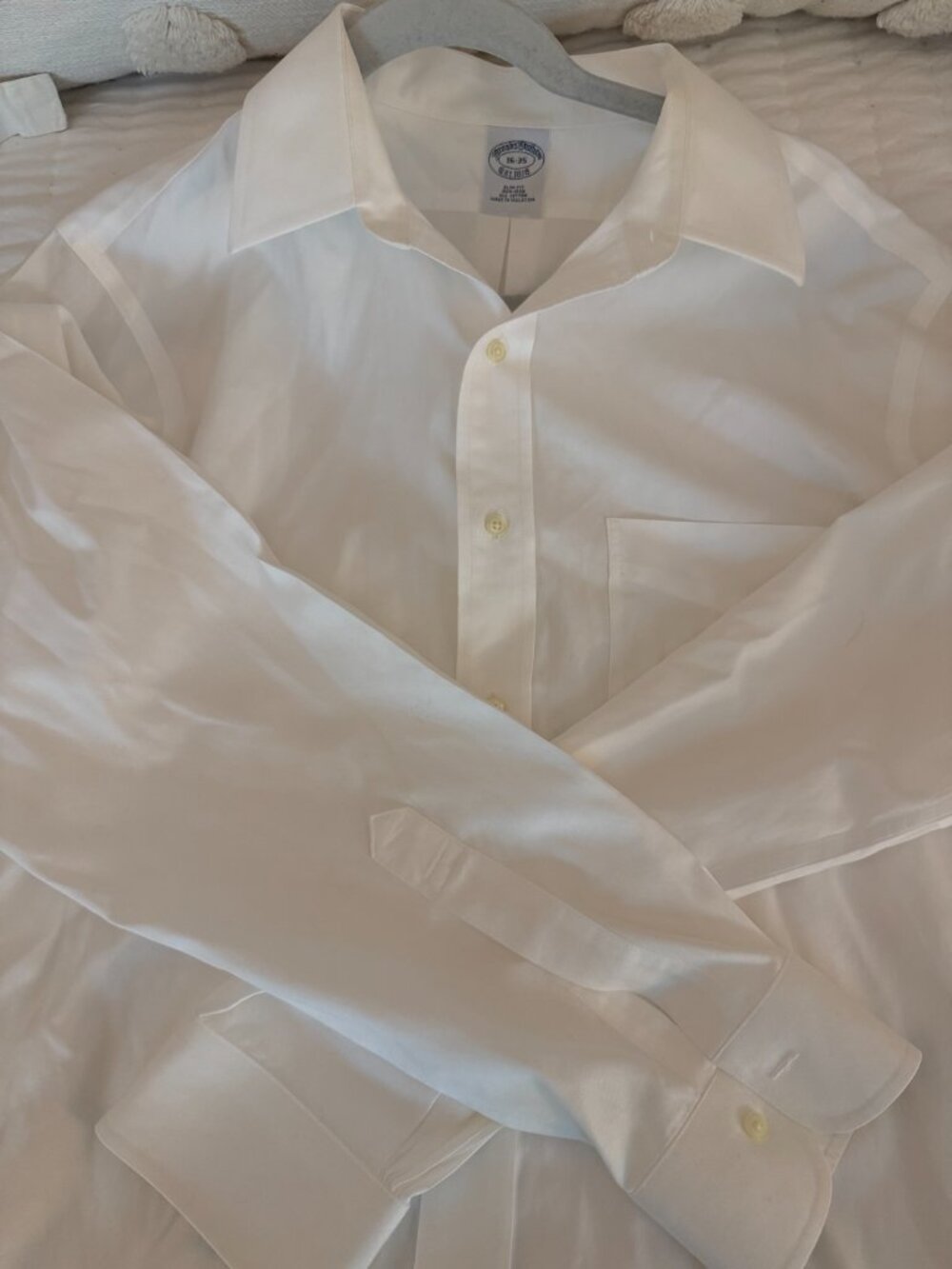 Brooks Brothers Men’s 16-35 White Non-Iron Slim Fit Cotton Dress Shirt